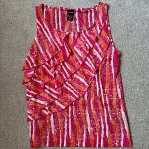 Rafaella • Orange and PinkTiered Ruffle Sleeveless Blouse